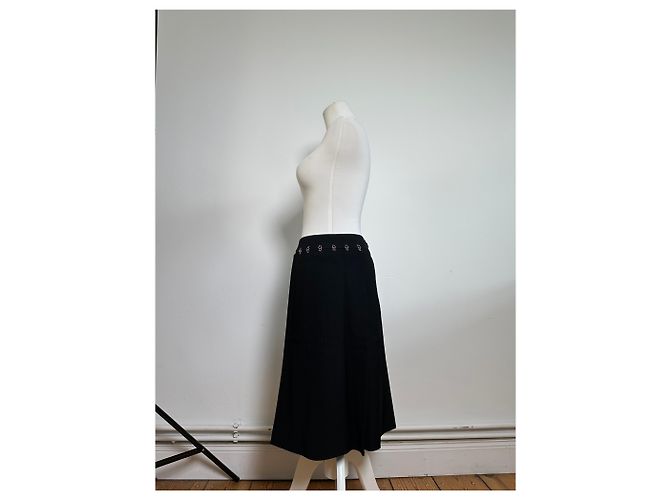 Chloé Gonna vintage Chloe con bottoni frontali nera argento Nero - vista 2