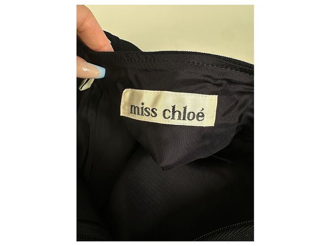 Chloé Gonna vintage Chloe con bottoni frontali nera argento Nero - vista 5