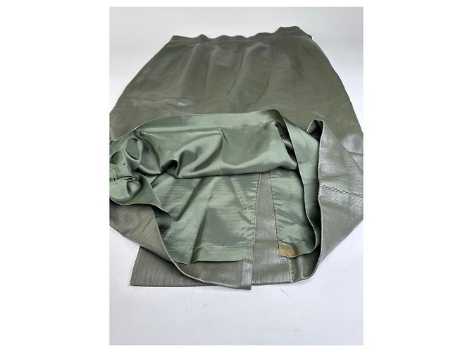Gonna in pelle vintage Dior verde oliva - vista 10