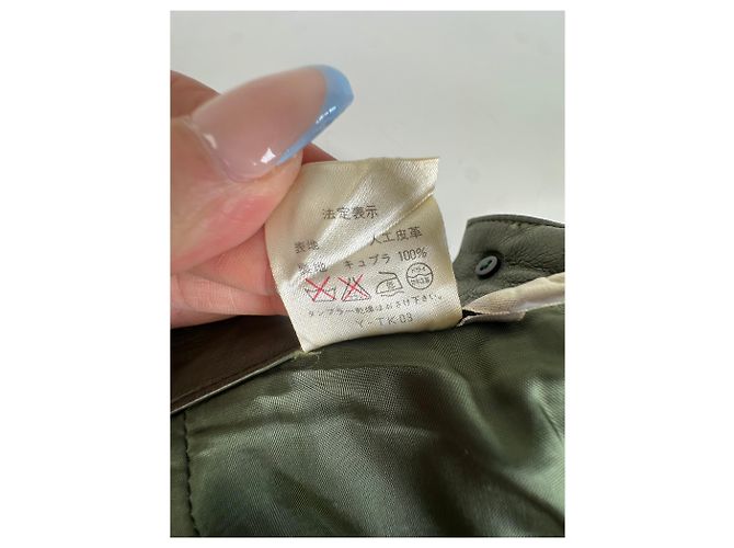 Gonna in pelle vintage Dior verde oliva - vista 6