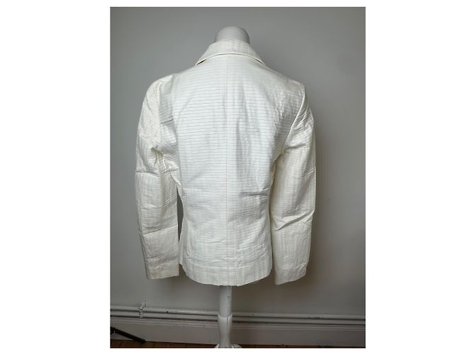 Céline Blazer Vintage Celine in Cotone e Seta Crema M Beige - vista 13