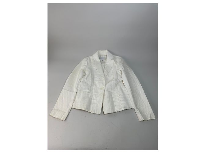 Céline Blazer Vintage Celine in Cotone e Seta Crema M Beige - vista 4