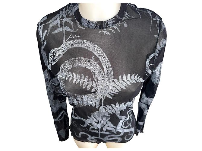 Just Cavalli X Roberto Cavalli Top de malla estampado tatuaje Negro - vista 11