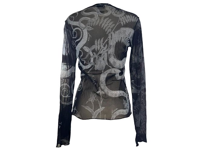 Just Cavalli X Roberto Cavalli Top de malla estampado tatuaje Negro - vista 2