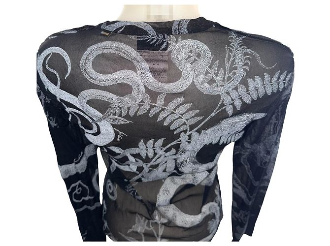 Just Cavalli X Roberto Cavalli Top de malla estampado tatuaje Negro - vista 4