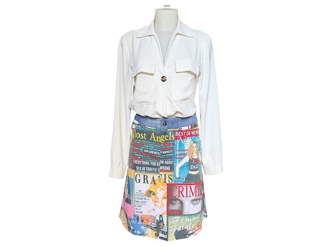 Minifalda vaquera Dolce & Gabbana estampado Trashy Magazine Multicolor Azul claro - vista 2
