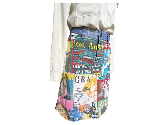 Minifalda vaquera Dolce & Gabbana estampado Trashy Magazine Multicolor Azul claro - vista 4