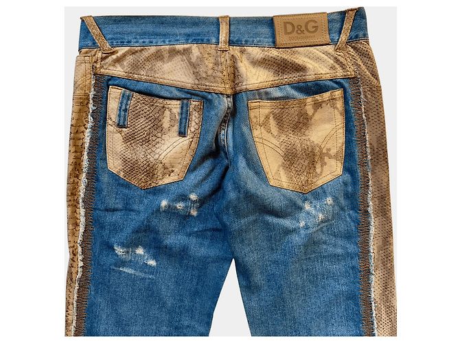Dolce & Gabbana Python-Print Denim Shorts Braun Blau - Ansicht 10