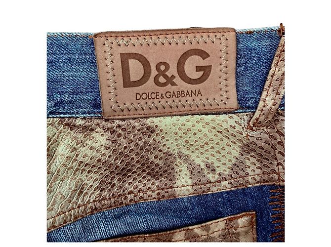 Dolce & Gabbana Python-Print Denim Shorts Braun Blau - Ansicht 11