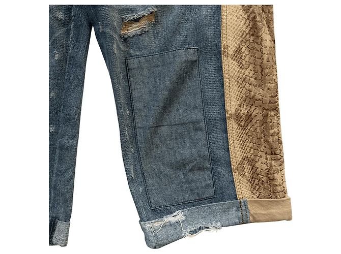 Dolce & Gabbana Python-Print Denim Shorts Braun Blau - Ansicht 5
