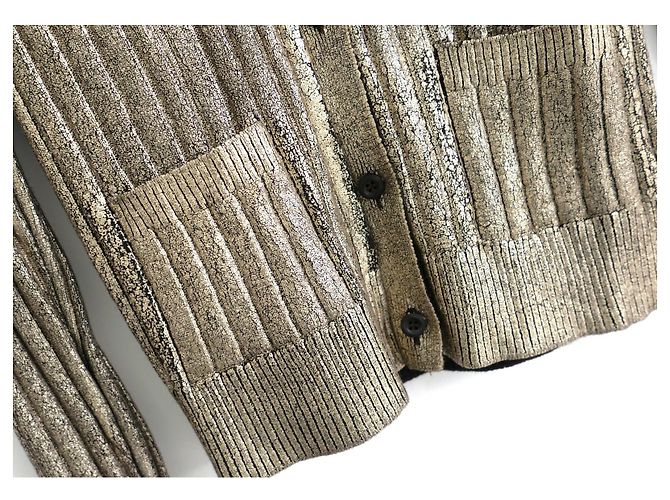 Prada Cardigan canelado dourado Spring 2004 - vista 2