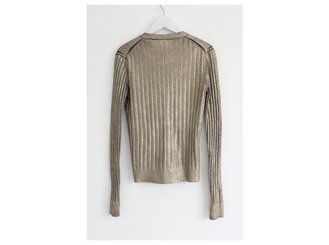 Prada Cardigan canelado dourado Spring 2004 - vista 4