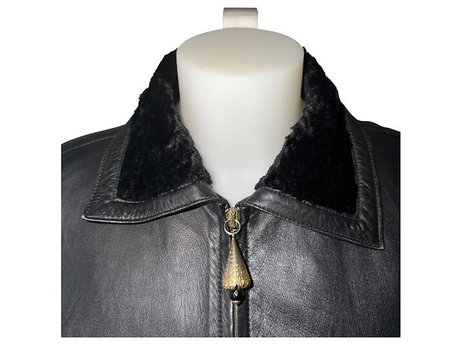 Gianni Versace Versace Versus Lederjacke mit Pelzkragen Schwarz - Ansicht 3