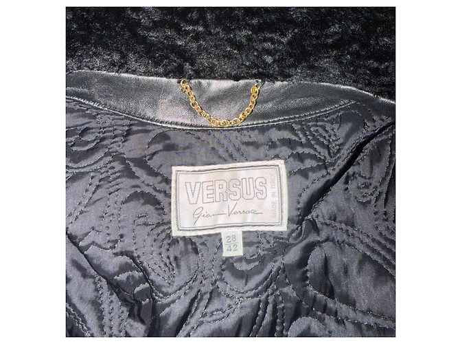 Gianni Versace Versace Versus Lederjacke mit Pelzkragen Schwarz - Ansicht 5