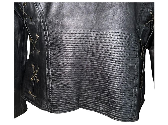 Gianni Versace Versace Versus Lederjacke mit Pelzkragen Schwarz - Ansicht 9