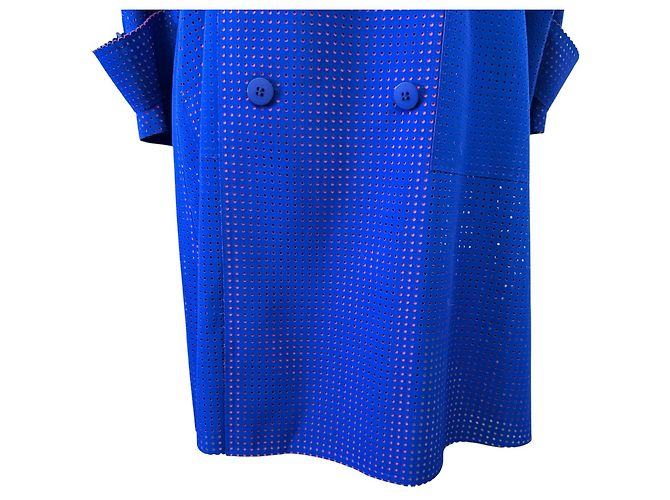 Issey Miyake Gabardina con corte láser Roja Azul - vista 7