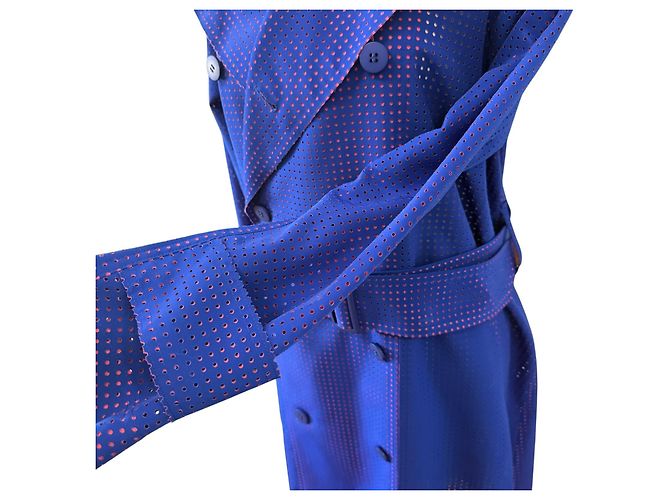 Issey Miyake Gabardina con corte láser Roja Azul - vista 8