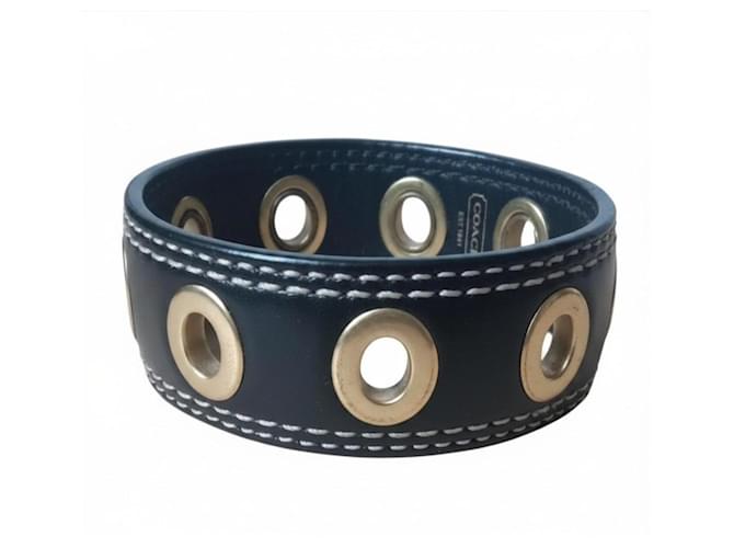 Coach Bracciale in pelle nera con occhielli Nero - vista 2