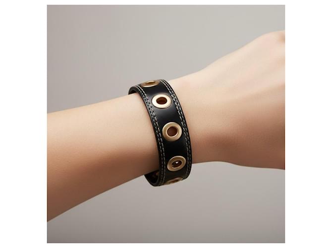 Coach Bracciale in pelle nera con occhielli Nero - vista 3