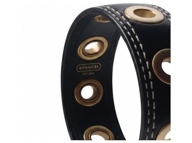 Coach Bracciale in pelle nera con occhielli Nero - vista 4