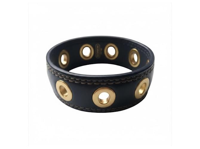 Coach Bracciale in pelle nera con occhielli Nero - vista 5