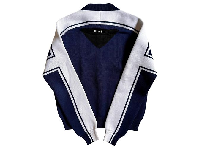Jacquard Prada Wollstrickjacke Limited Edition 2021 Weiß Blau Mehrfarben - Ansicht 2