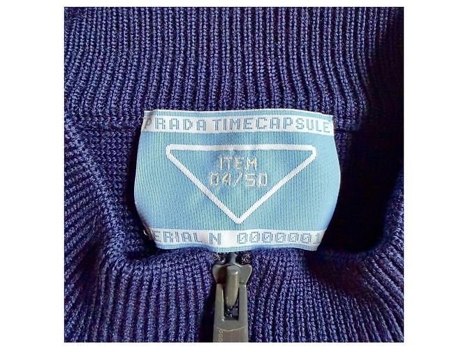 Jacquard Prada Wollstrickjacke Limited Edition 2021 Weiß Blau Mehrfarben - Ansicht 6