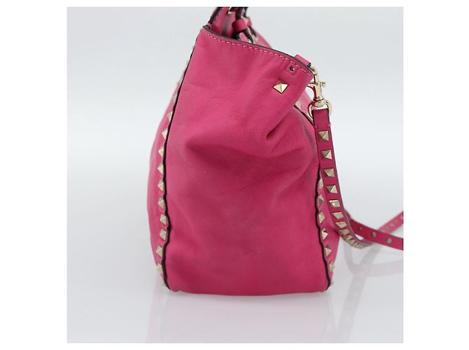 Tote Valentino Garavani Rockstud in pelle texturizzata Medium Rosa - vista 3