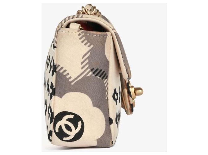 Chanel Borsa Flap Stampa Floreale Bianco Beige Grigio - vista 2