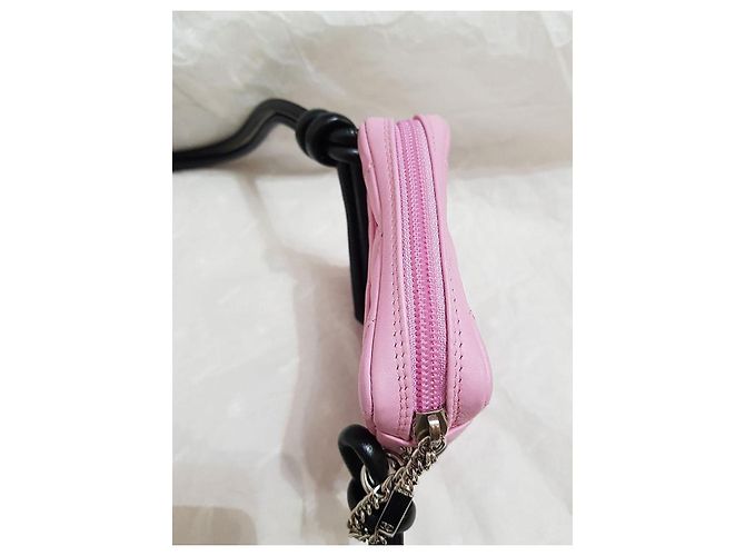 Chanel CC Handyhülle aus gestepptem Lammleder - Rosa Schwarz Pink - Ansicht 4