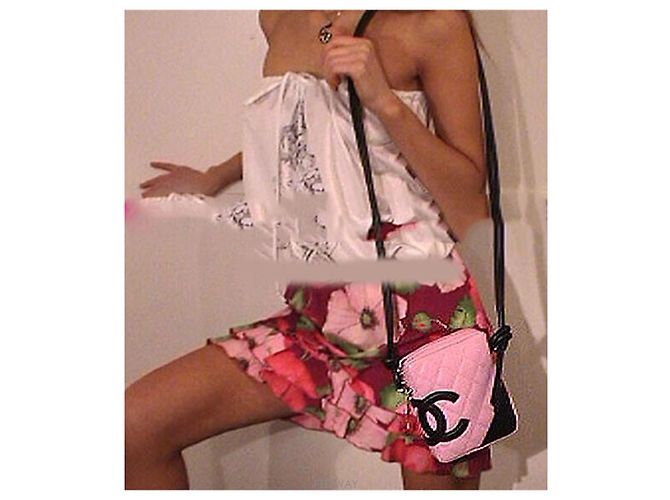 Chanel CC Handyhülle aus gestepptem Lammleder - Rosa Schwarz Pink - Ansicht 7