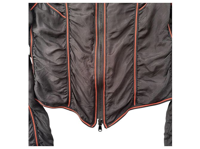 Chaqueta corta de seda Armani Jeans con ribete rojo Negro - vista 4
