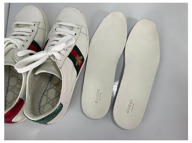 Gucci Ace Bee Sneaker Weiß Leder Rot Grün - Ansicht 10