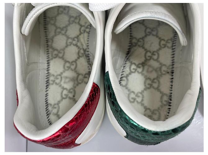 Gucci Ace Bee Sneaker Weiß Leder Rot Grün - Ansicht 12