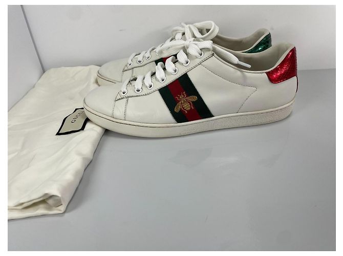 Gucci Ace Bee Sneaker Weiß Leder Rot Grün - Ansicht 2