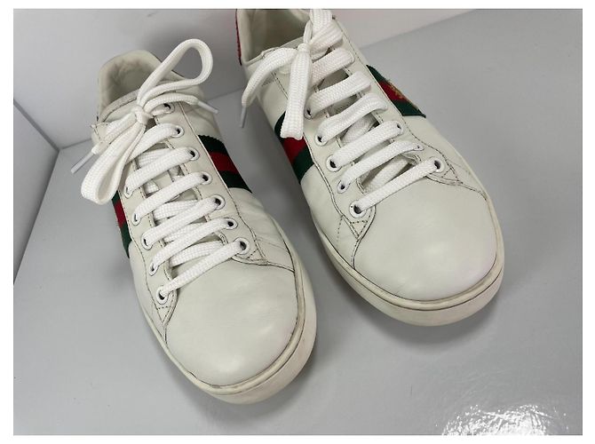 Gucci Ace Bee Sneaker Weiß Leder Rot Grün - Ansicht 3