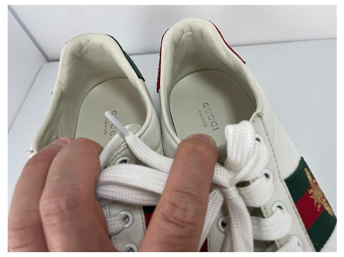 Gucci Ace Bee Sneaker Weiß Leder Rot Grün - Ansicht 4