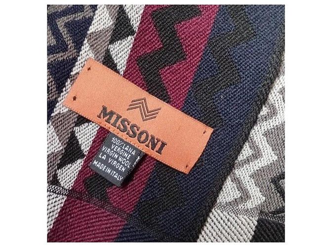 Missoni Zickzack-Muster Wollschal Weiß Grau Bordeaux Dunkelblau - Ansicht 3