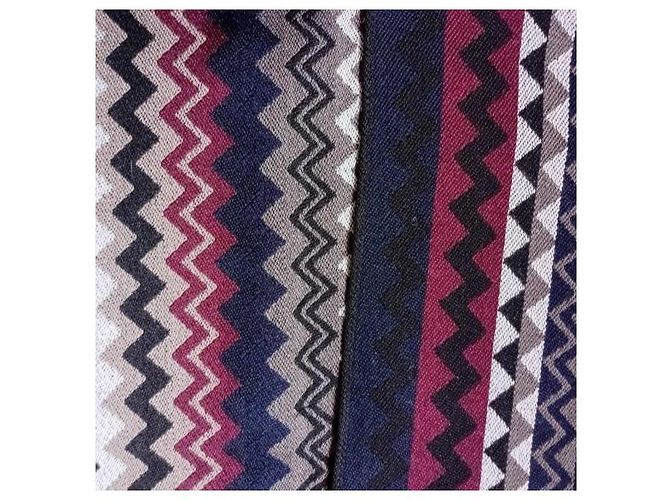 Missoni Zickzack-Muster Wollschal Weiß Grau Bordeaux Dunkelblau - Ansicht 4