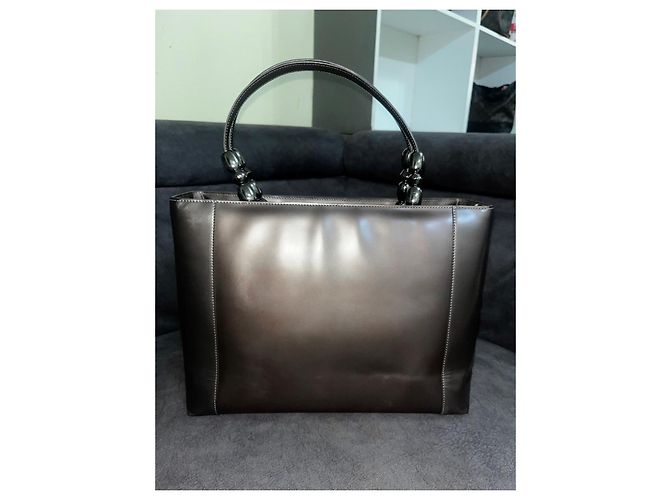 Christian Dior Borsa Tote in Pelle Marrone Scuro - vista 2