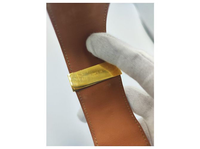 Hermès Collier de Chien bracciale coccodrillo rosa e oro D'oro - vista 10