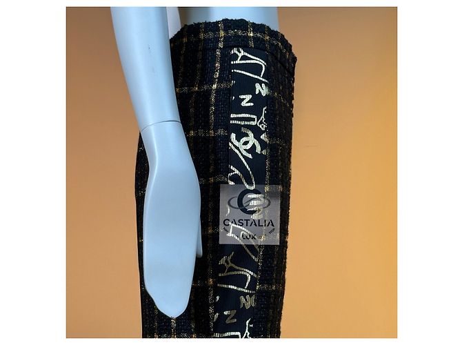 Chanel Completo Giacca Bomber e Pantaloni Tweed Lesage Nero D'oro - vista 8