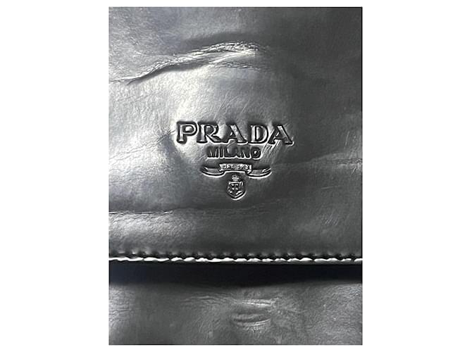 Jacquard Borsa a spalla Prada in pelle Nero Grigio - vista 11