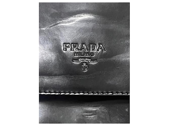 Jacquard Borsa a spalla Prada in pelle Nero Grigio - vista 12