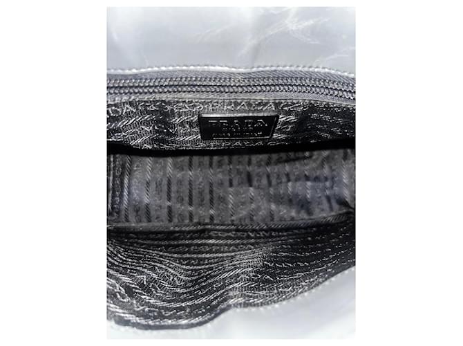 Jacquard Borsa a spalla Prada in pelle Nero Grigio - vista 13