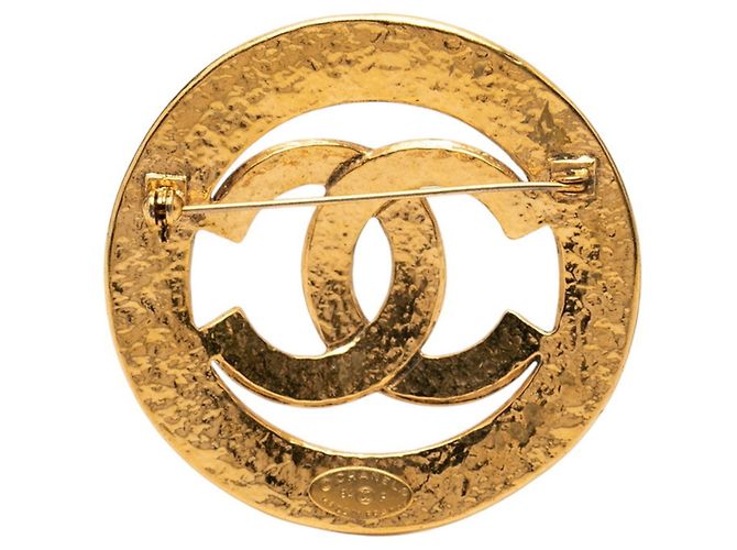 Timeless Spilla rotonda vintage Chanel Coco Mark D'oro - vista 2