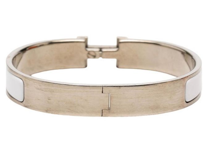 Hermès Hermes Click HH T5 XL Enamel Bracelet Silvery White - view 3
