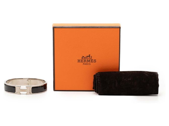 Hermès Hermes Click H PM Emailarmband Schwarz Silber - Ansicht 5
