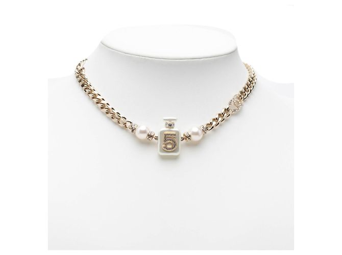 Collana con pendente a catena con flacone di profumo Chanel Coco Mark No. 5 Argento Bianco - vista 6