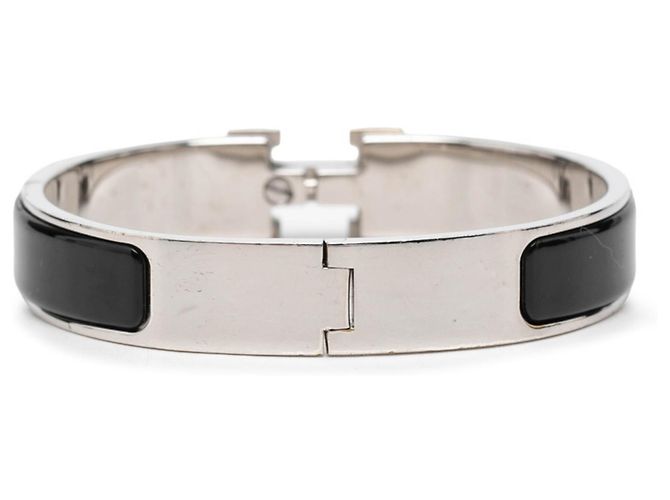 Hermès Hermes Click Emaille Armband Schwarz Silber - Ansicht 3